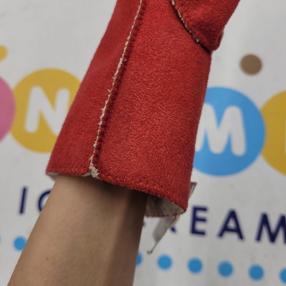 Vintage faux suede and sherpa lined gloves, red, NWOT - Picture 5 of 5
